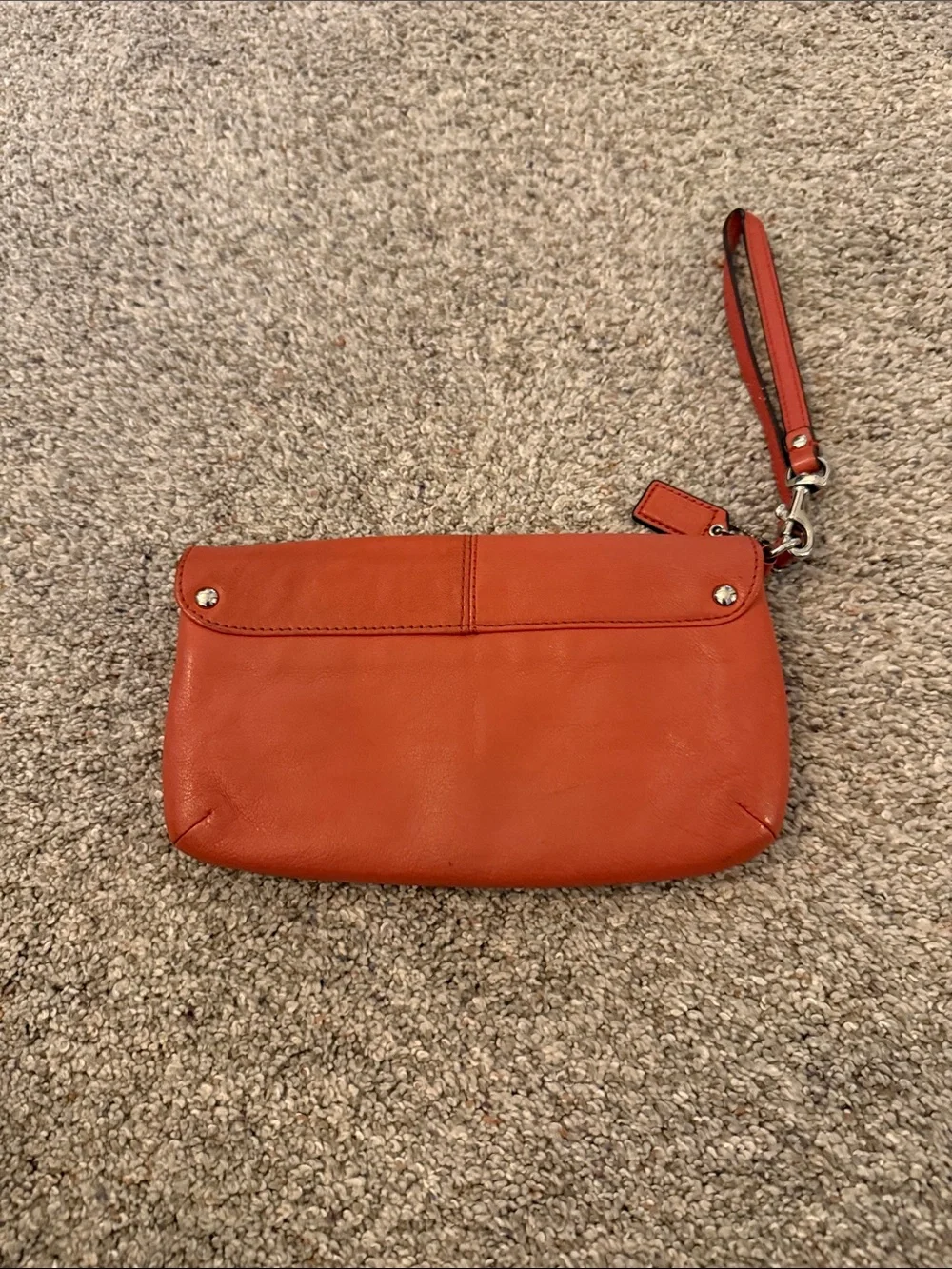 Coach Ashley leather clutch wristlet tangerine
